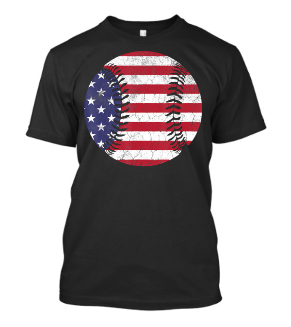 American Flag Baseball USA July 4th T-Shirt