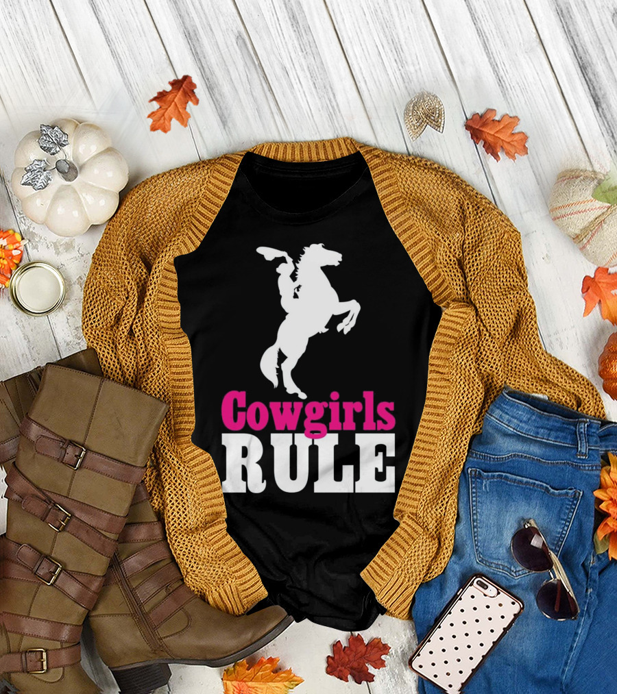Cowgirls Rule Horse Country Western Riding Bronco T-Shirt