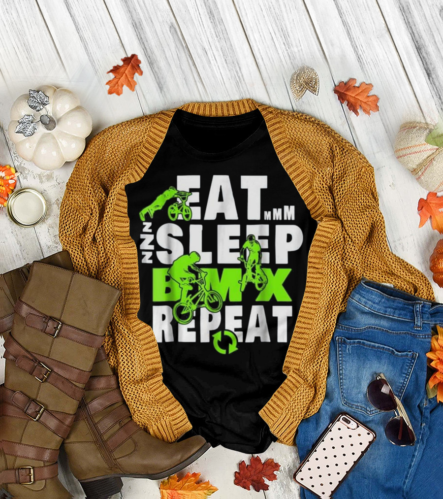 Eat Sleep BMX Repeat Funny Bicycle Stunt Icons ZZZ Mmm T-Shirt