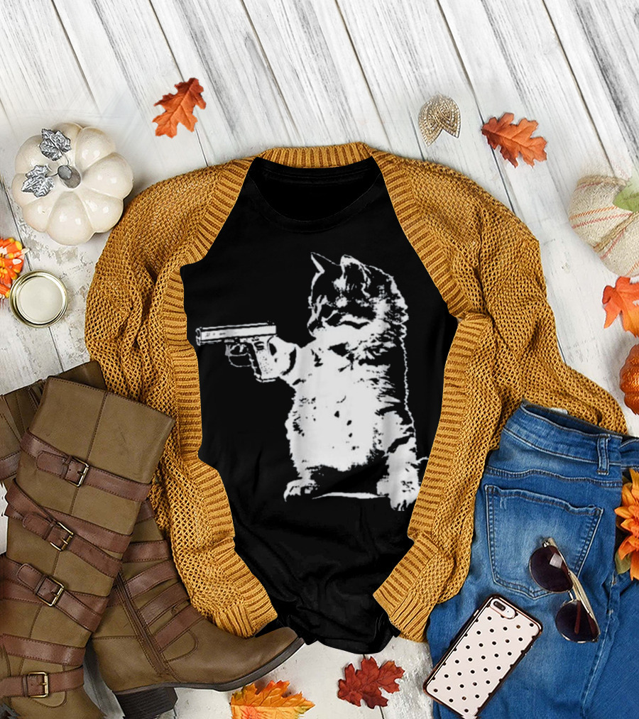 Gun Kitty Funny Cat with Gun T-Shirt