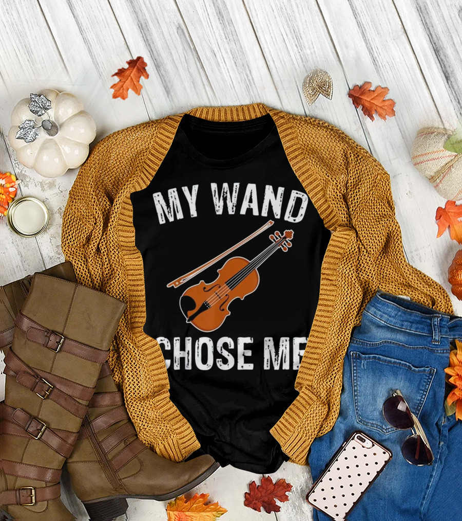 My Wand Chose Me Magic Wizard Violin Lover Musical T-Shirt