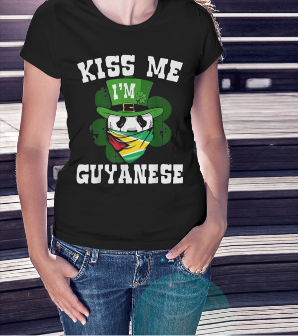 Kiss Me I'm Guyanese Flag Bandana Leprechaun T-Shirt