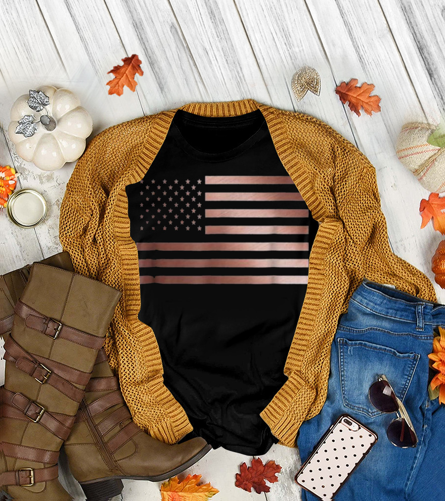 Rose Gold USA Flag Cute Gift Idea T-Shirt