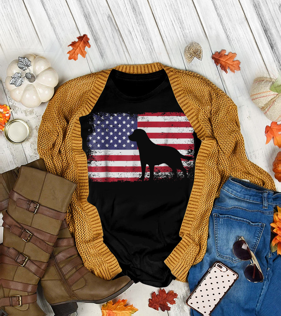 American Flag Labrador USA Flag T-Shirt