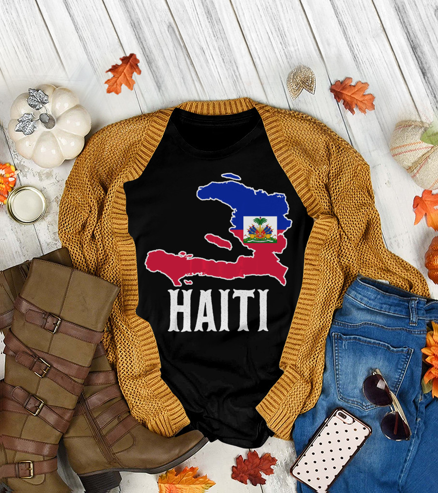 Haiti Haitian Map Roots Emblem Pride Symbol Flag Heritage T-Shirt