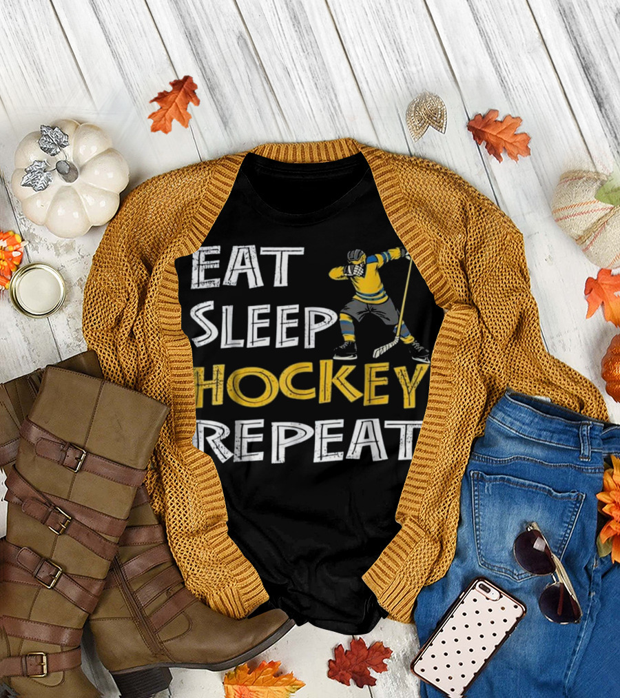 Eat Sleep Hockey Repeat Funny Dabbing Player T-Shirt