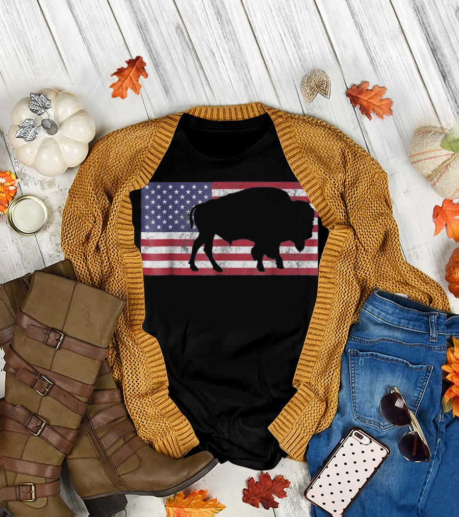 American Flag Patriotic USA Buffalo T-Shirt