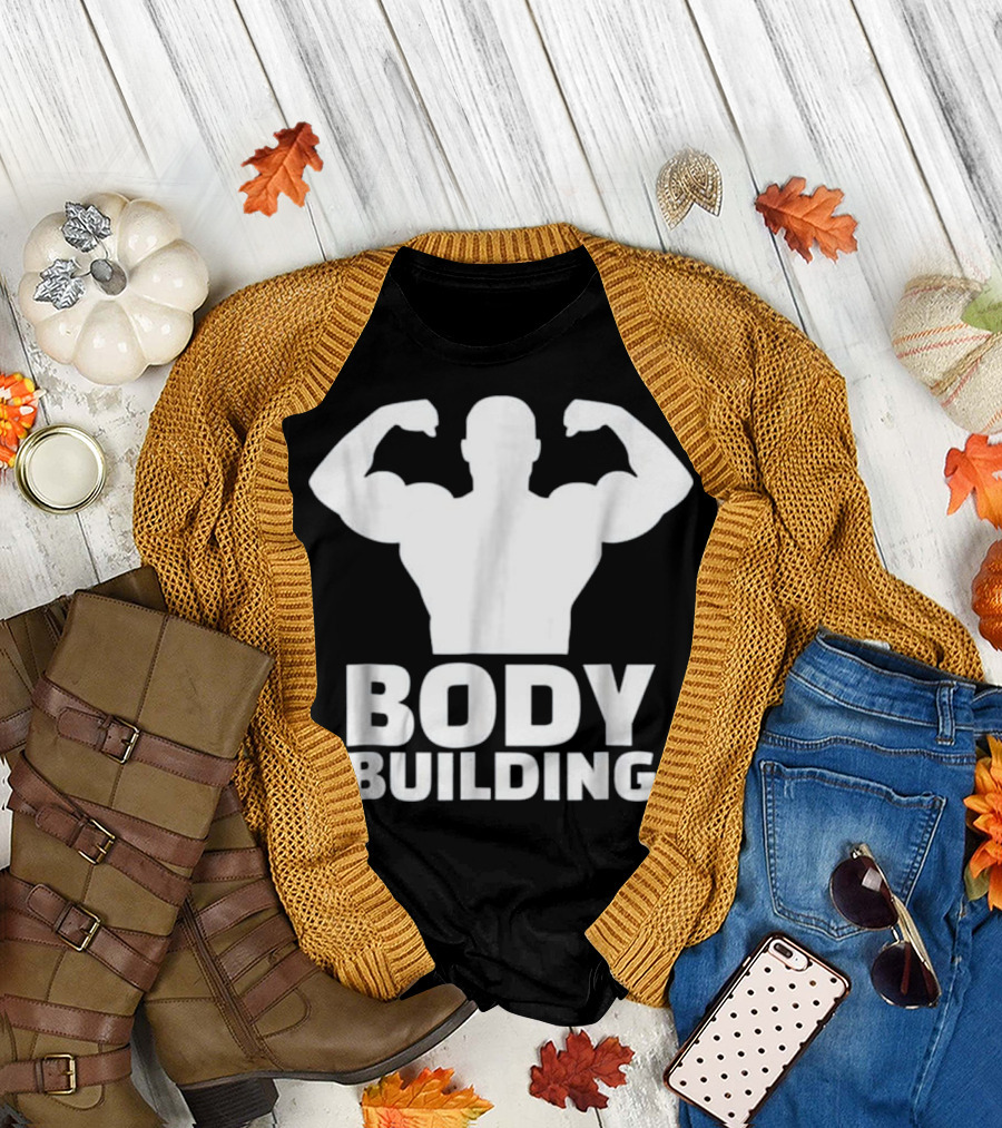 Bodybuilding Flexing Silhouette with Muscular Physique T-Shirt