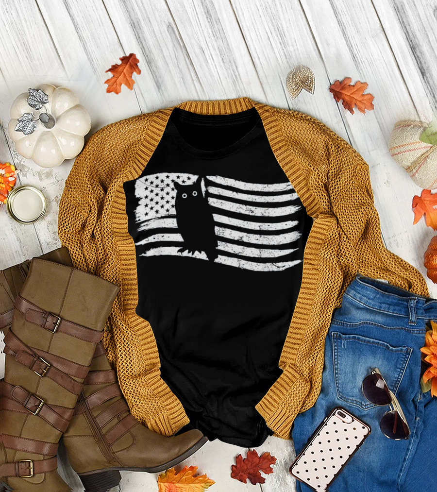 American Flag Owl Vintage T-Shirt