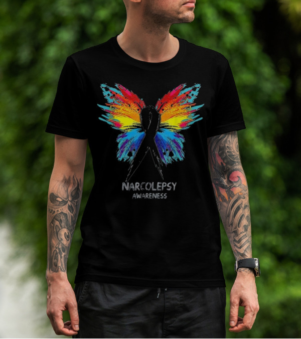 Narcolepsy Awareness Rainbow Butterfly T-Shirt