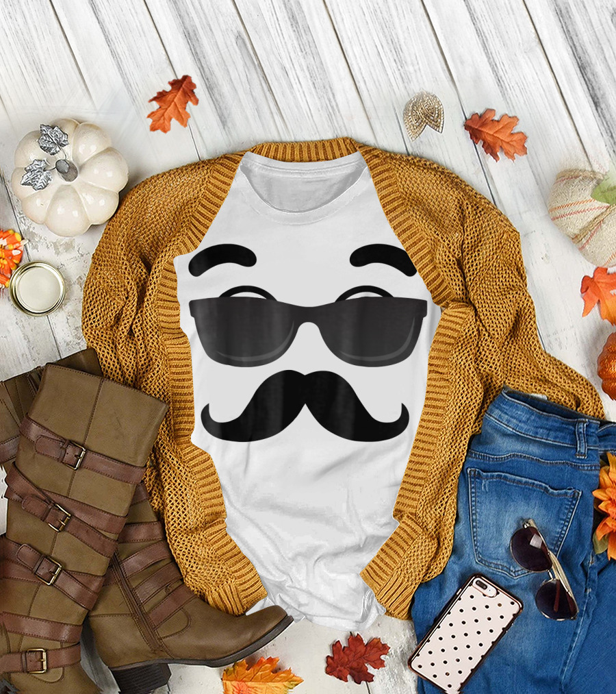 Halloween Emojis Costume Emoticon Moustache Glasses T-Shirt
