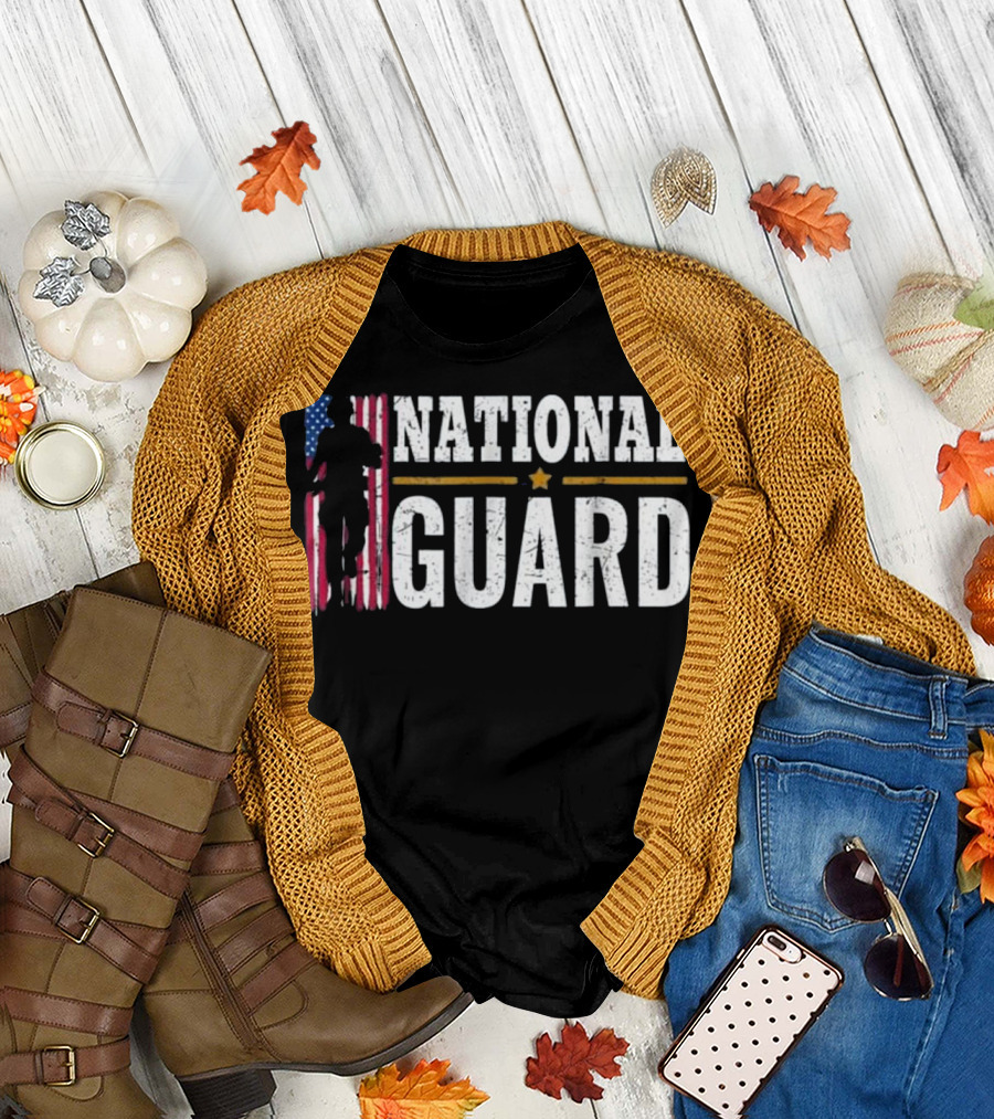 National Guard American Flag Silhouette Proud Patriot T-Shirt