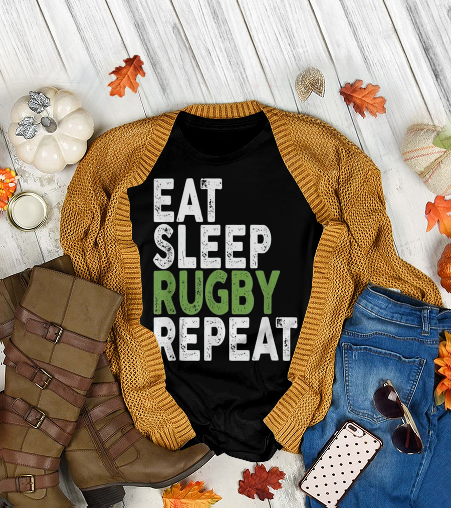 Eat Sleep Rugby Repeat Rugged Rugby Lifestyle T-Shirt