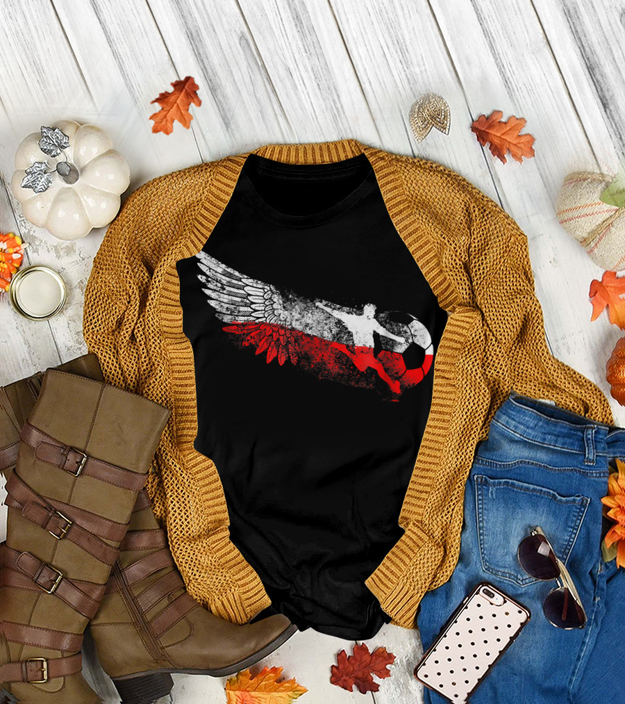Poland Soccer Polish Polska Football Winged Player T-Shirt
