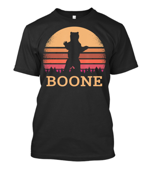 Boone North Carolina Vintage NC Bear Silhouette Distressed 80s Style Sunset T-Shirt
