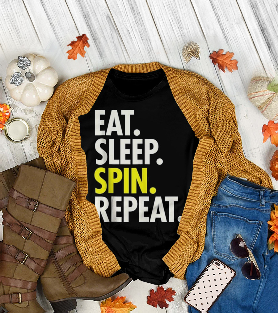 EAT SLEEP SPIN REPEAT Spinning Women Bike Cycle T-Shirt