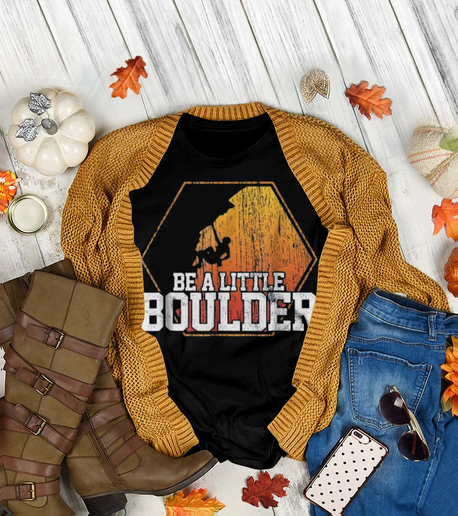 Be A Little Boulder Silhouette Climbing Hexagonal T-Shirt