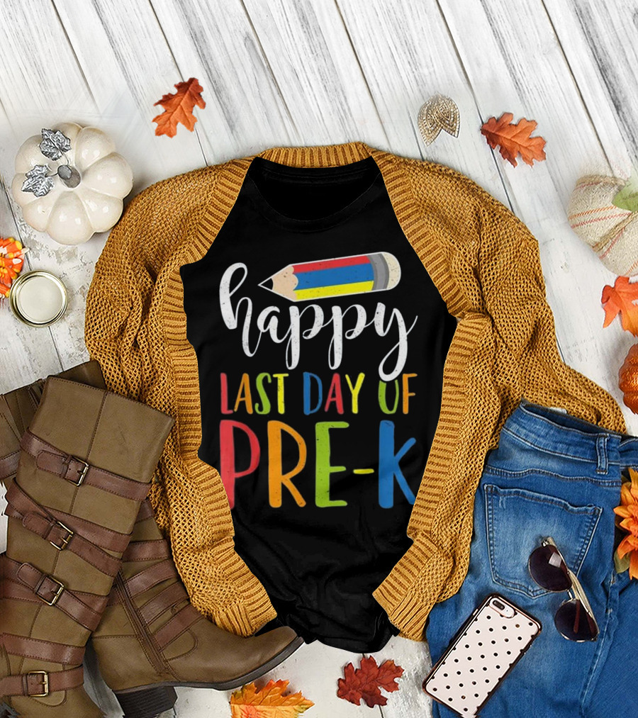 Happy Last Day of Pre-K Crayon Teacher T-Shirt
