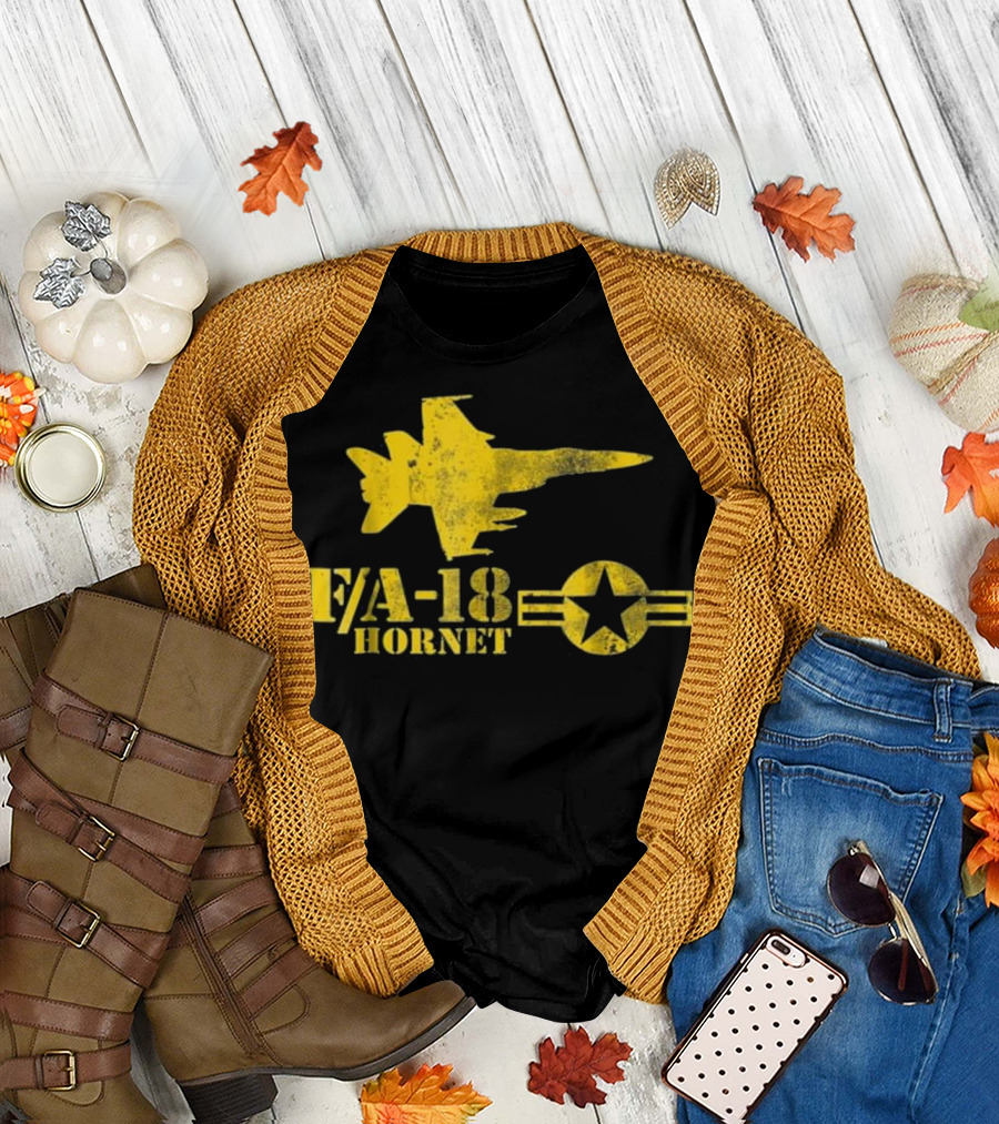 FA-18 Hornet Navy Fighter Jet Star Emblem T-Shirt