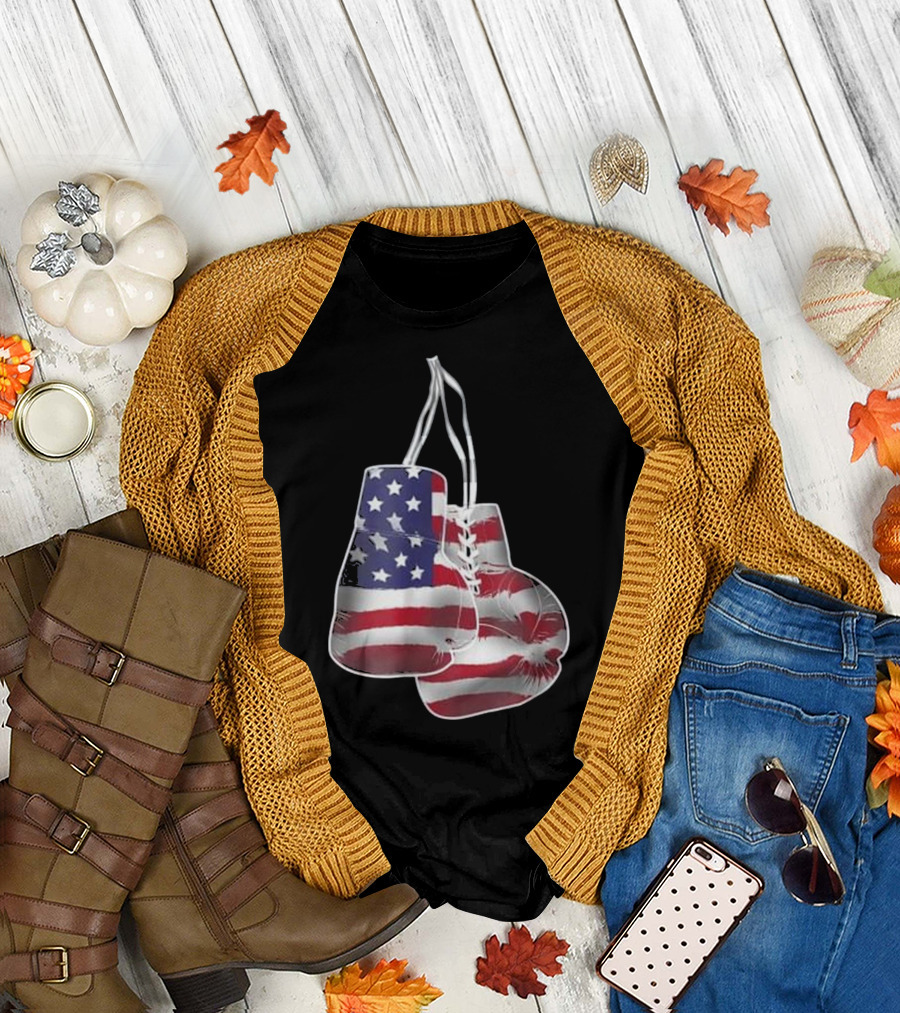 Vintage American Flag Boxing Gloves T-Shirt