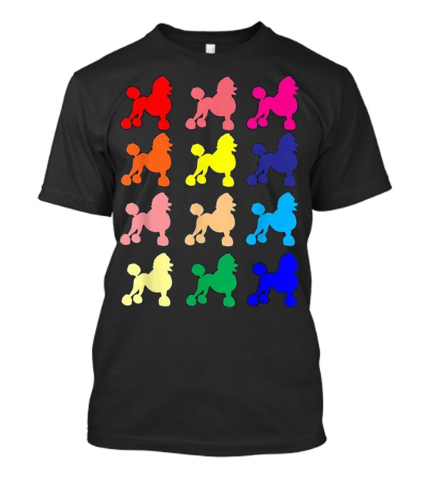 Poodle Lovers Dog Pop Art Colorful Silhouettes Gift T-Shirt