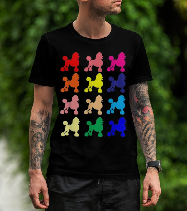 Poodle Lovers Dog Pop Art Colorful Silhouettes Gift T-Shirt