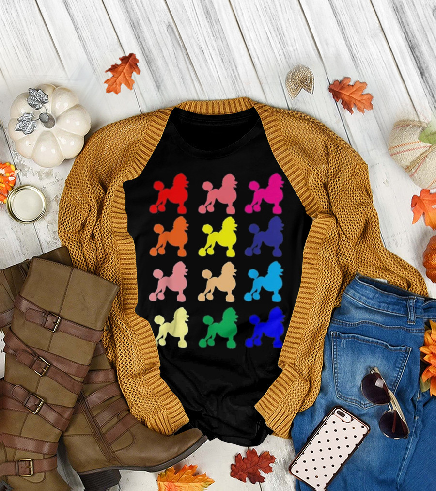 Poodle Lovers Dog Pop Art Colorful Silhouettes Gift T-Shirt