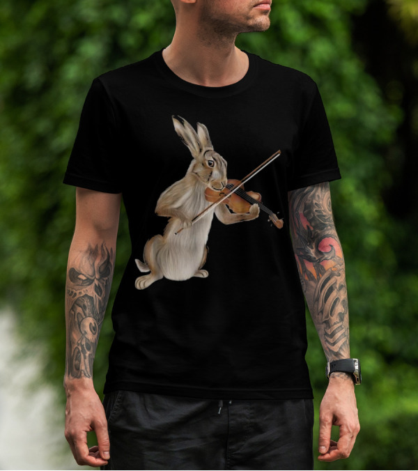 Hare Playing The Fiddle Violin Rabbit T-Shirt