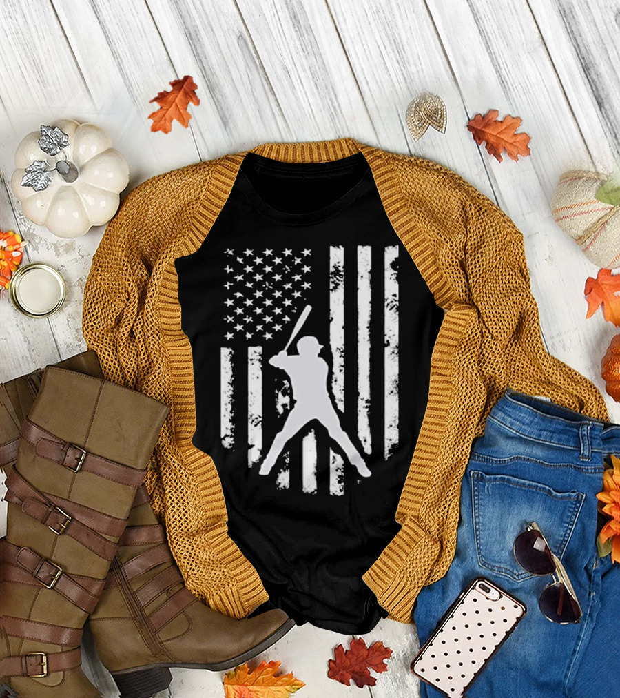 American Flag Baseball Distressed USA T-Shirt