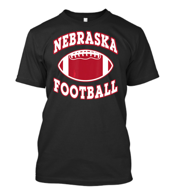 Nebraska Football Red White Football Emblem T-Shirt