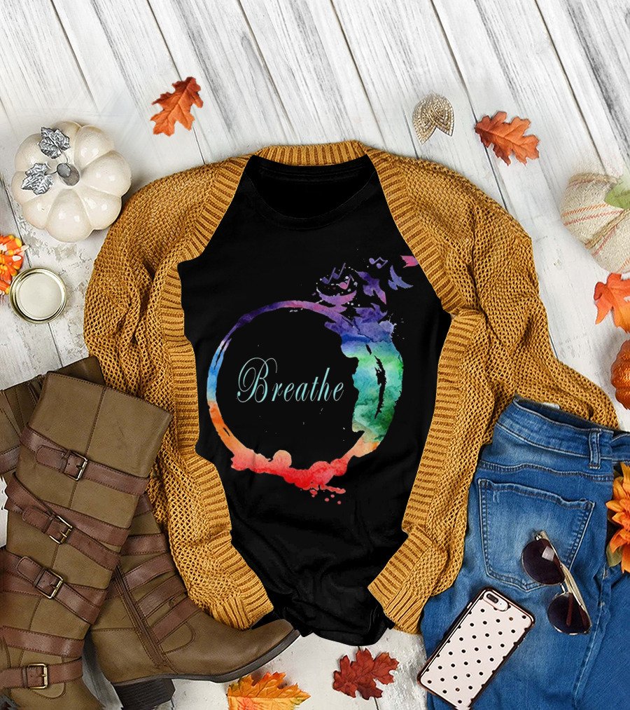 Breathe Heavenly Breath with Nat Colorful Artistic Circle T-Shirt