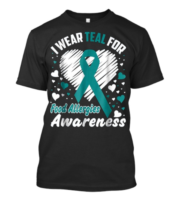 I Wear Teal For Food Allergies Awareness Heart T-Shirt