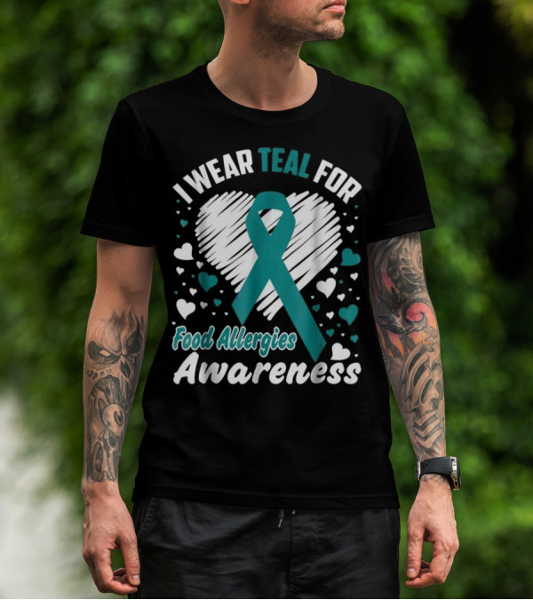 I Wear Teal For Food Allergies Awareness Heart T-Shirt