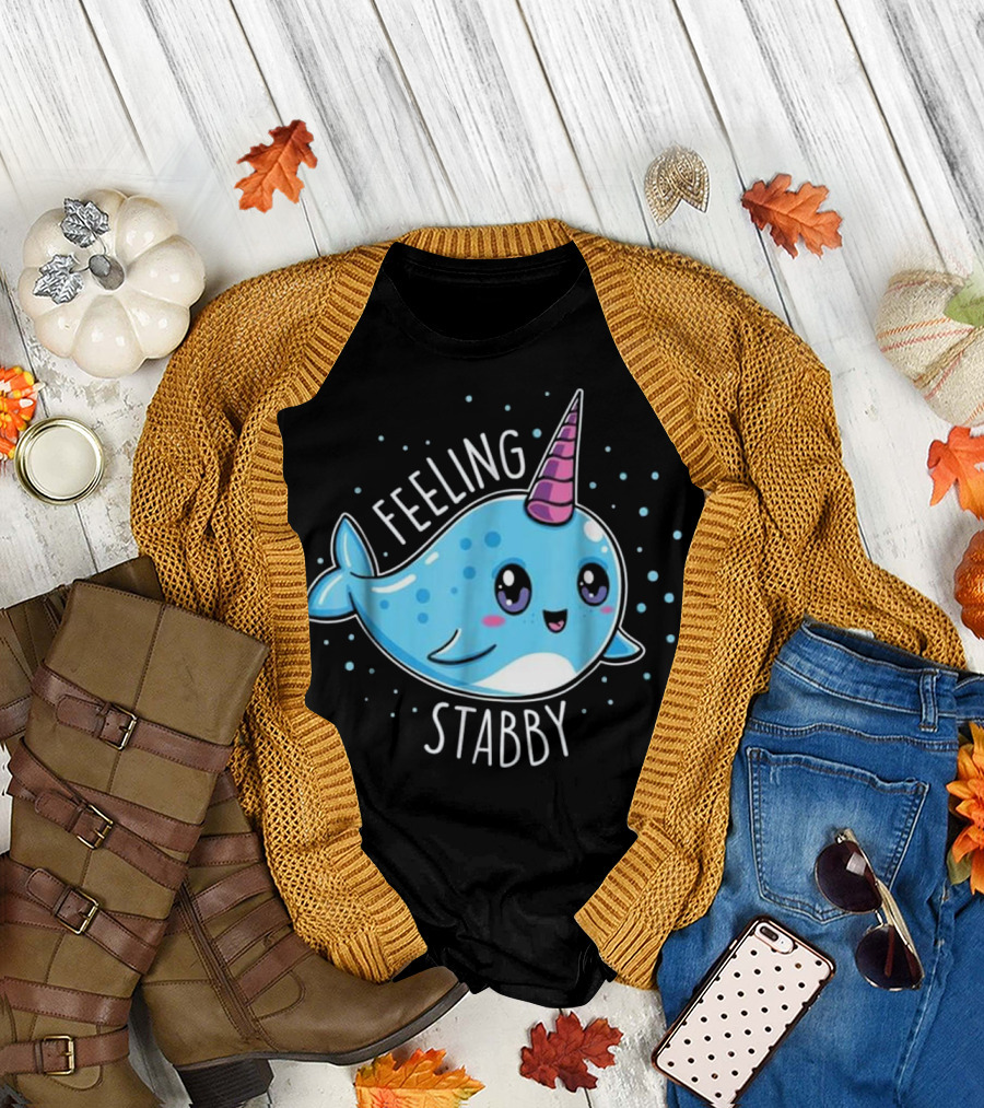 Feeling Stabby Kawaii Cute Narwhals T-Shirt
