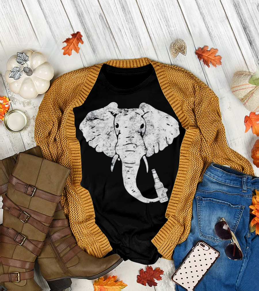 Elephant with Beer Bottle Fun Animal Gift T-Shirt
