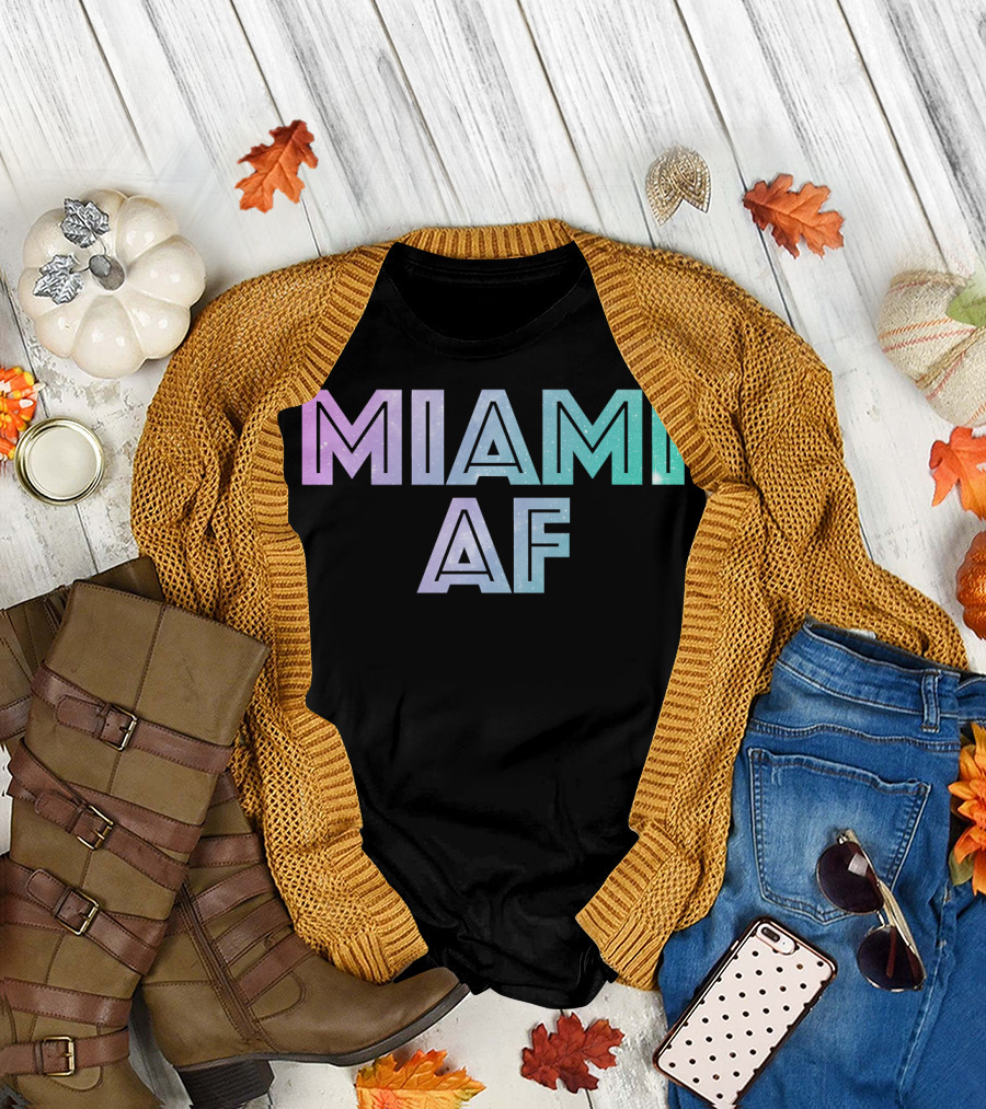 Miami AF Bright Color Letter Gradient T-Shirt