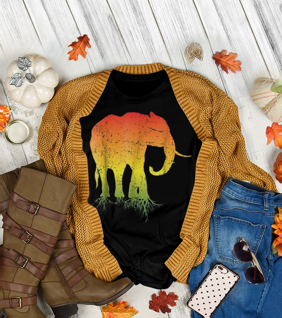 Elephant Spirit Animal Jungle Lover Colorful Roots T-Shirt