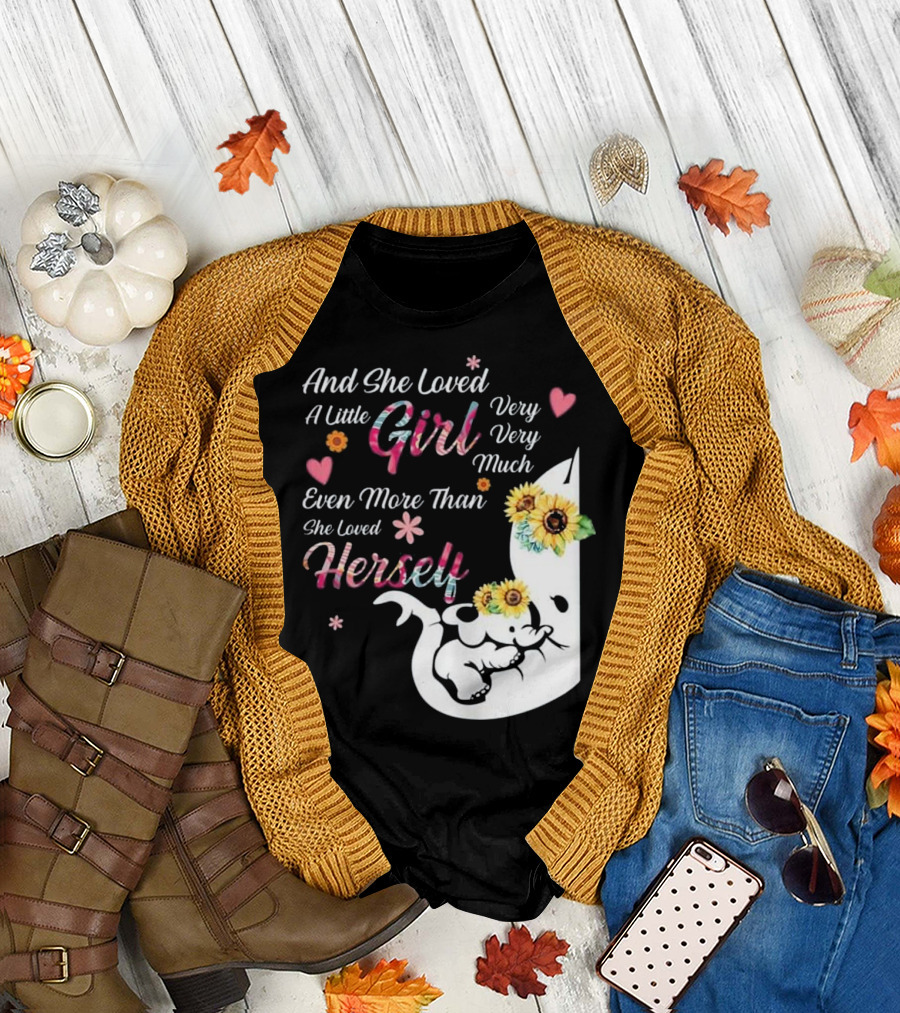 And She Loved A Little Girl Very Very Much Even More Than She Loved Herself Cute Elephant and Sunflowers T-Shirt
