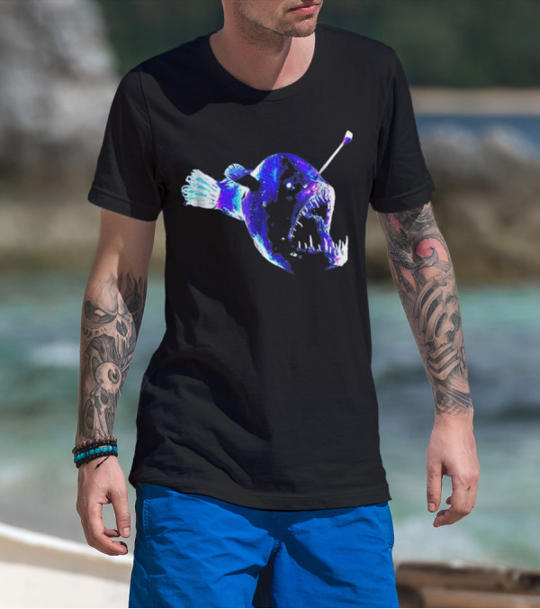Angler Fish Dark Sea Blue Glow T-Shirt