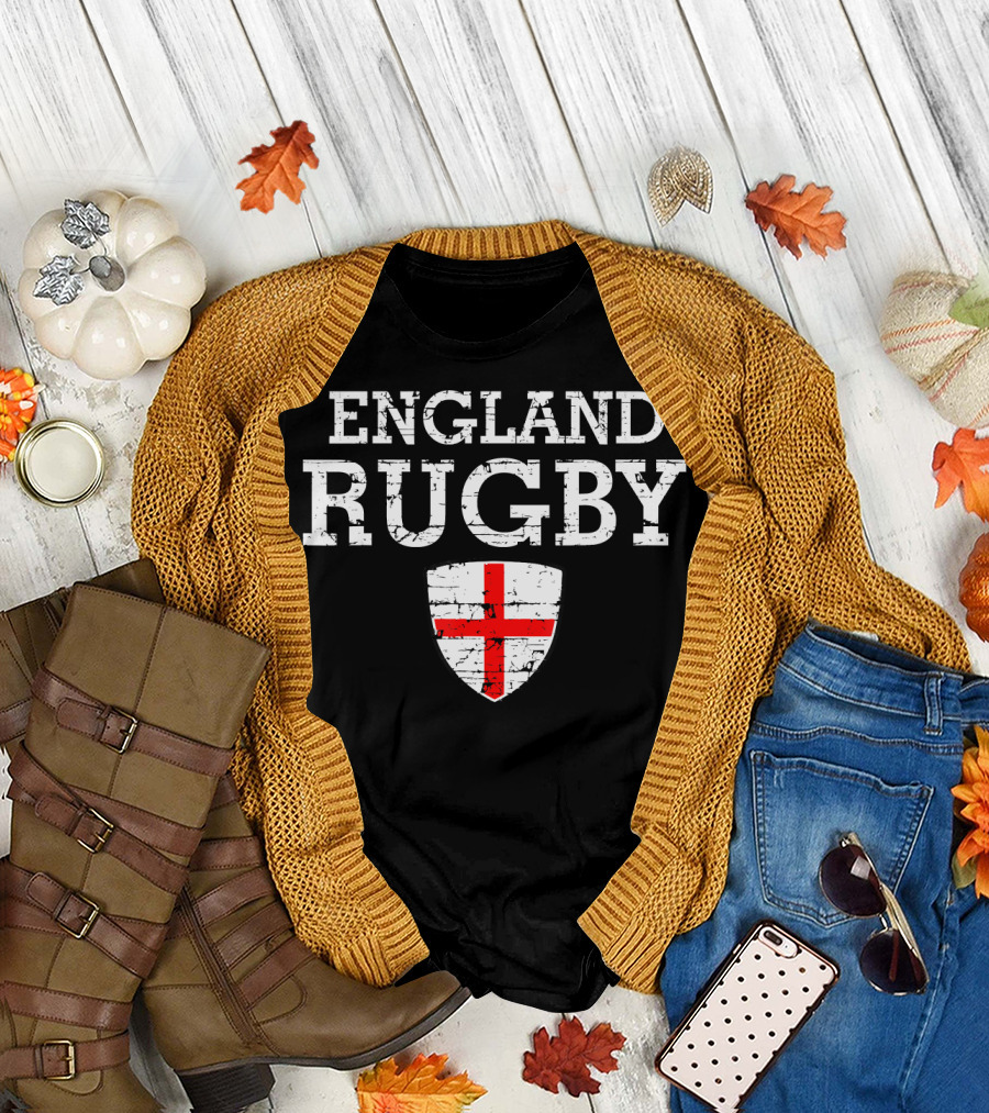 England Rugby Flag Shield Emblem T-Shirt