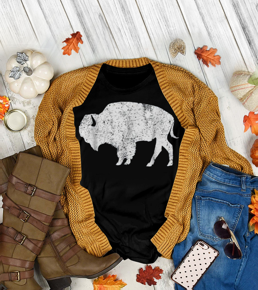 Buffalo Grunge Bison I Love Buf Vintage Texture T-Shirt
