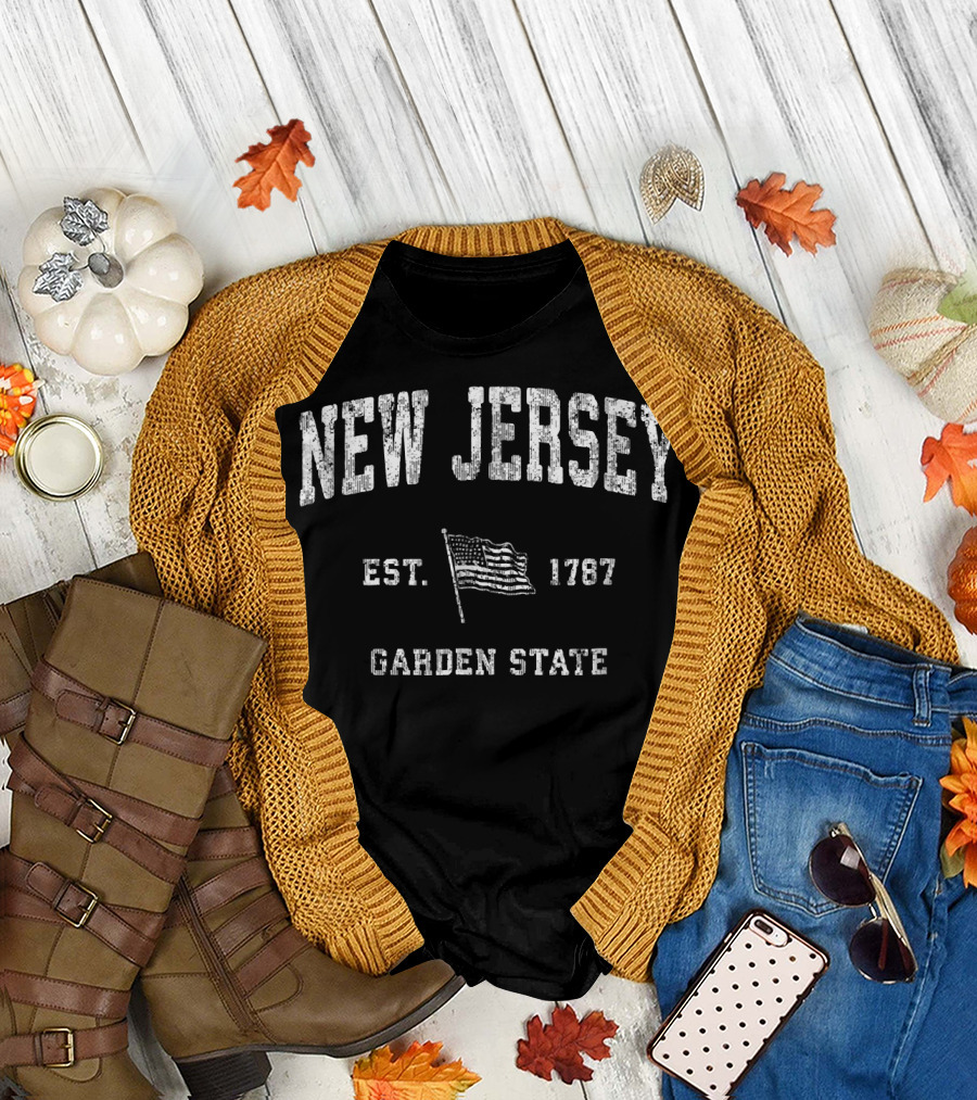 New Jersey Vintage US Flag Garden State Est. 1787 T-Shirt