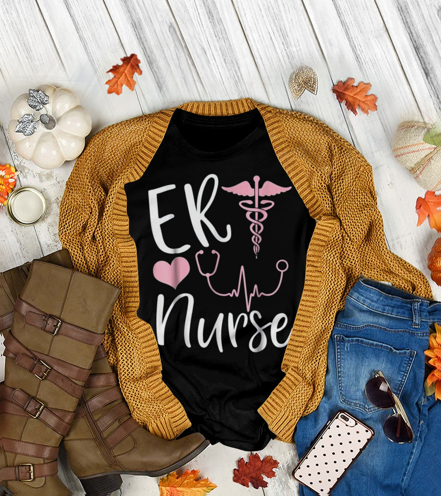 ER Nurse Love Stethoscope Heartbeat T-Shirt