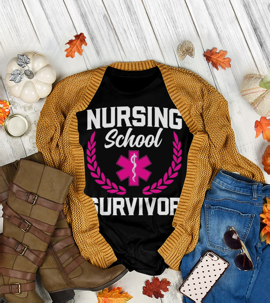 Nursing School Survivor Graduation Womens Funny Nurse T-Shirt