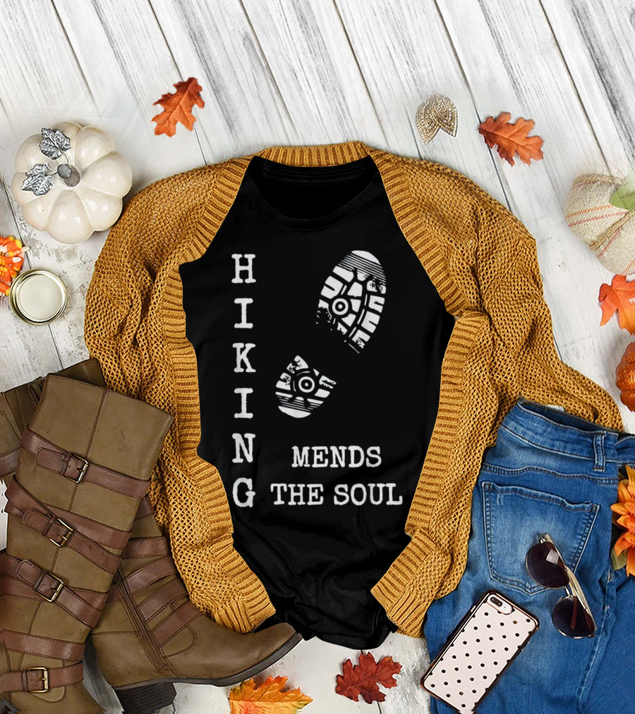 Hiking Mends The Soul Walking Bootprint T-Shirt