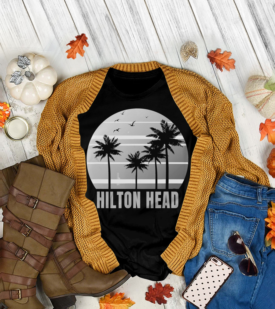 Hilton Head Island South Carolina Palm Trees and Birds T-Shirt