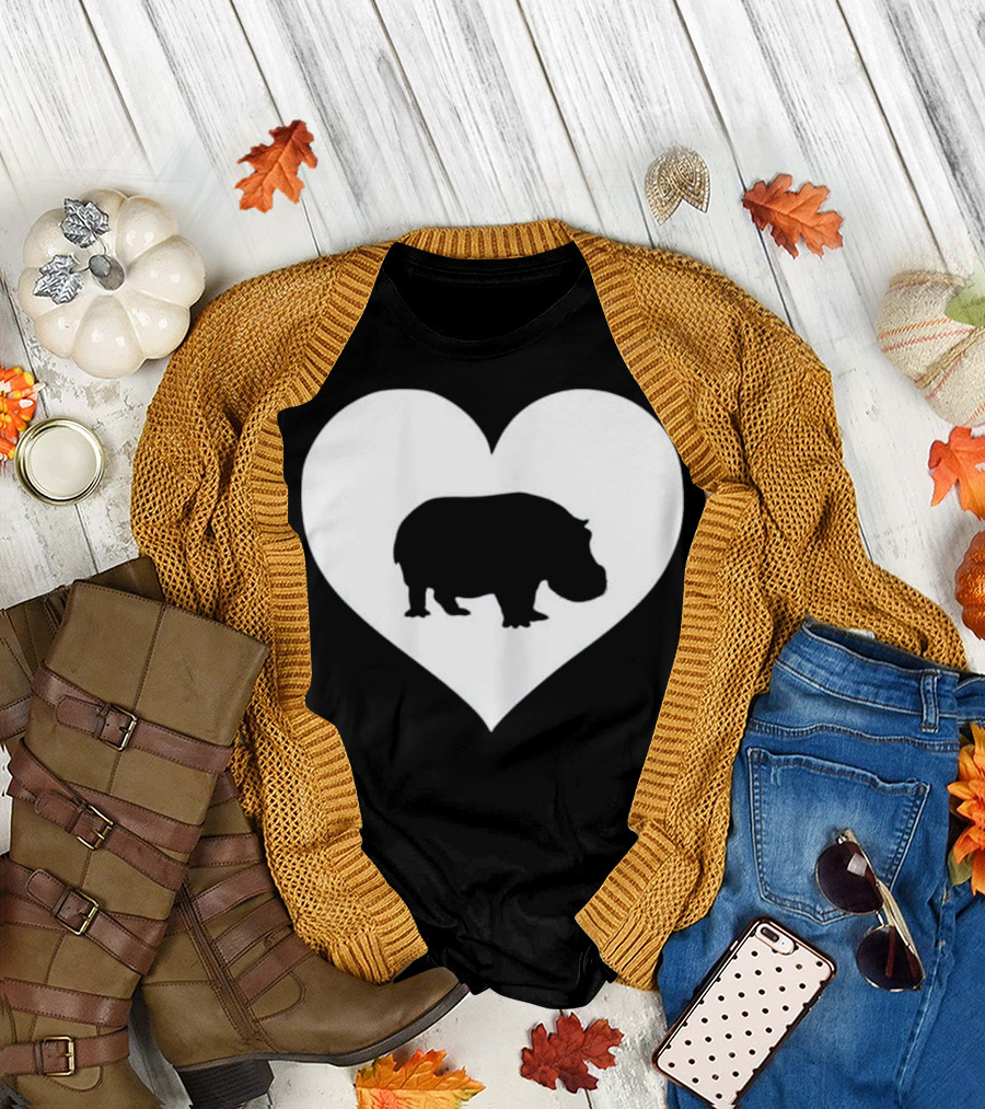 Hippopotamus Hippo Heart Gift for Girl T-Shirt