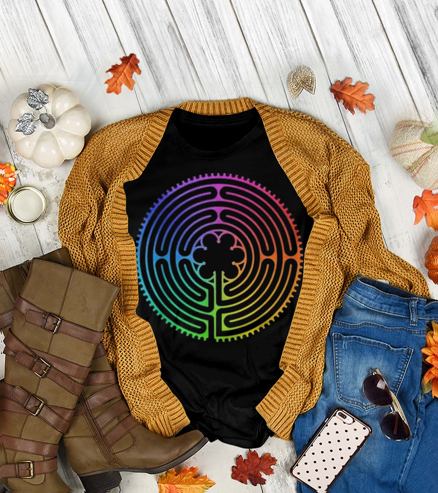 Labyrinth Rainbow Chartres Labyri Circular Maze Multicolor T-Shirt