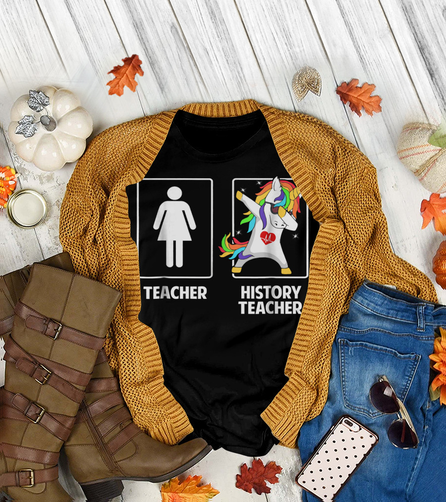 Teacher History Teacher Unicorn Dabbing Funny T-Shirt