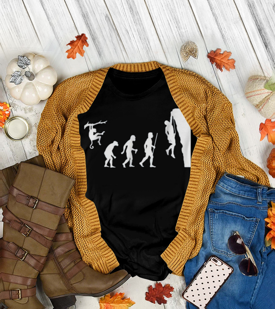 Evolution Of Man Rock Climbing Progression T-Shirt